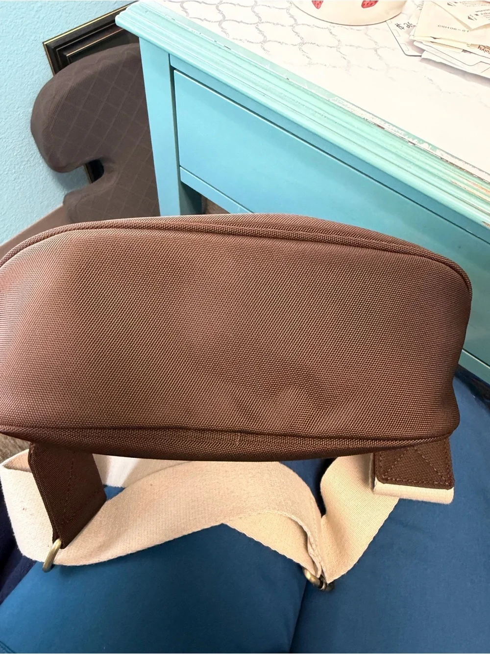 Brown Crossbody Bag with Top Zip
